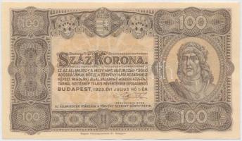 1923. 100K "Magyar Pénzjegynyomda Rt. Budapest" nyomdahely jelöléssel T:II