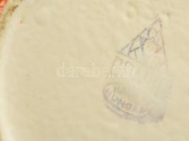 2 db csíkos mintás váza, Gránit és Hollóházi, hibátlanok, jelzettek, m: 12 és 20 cm