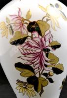 Hollóházi virág mintás nagy váza, kézzel festett, jelzett, hibátlan, m:36 cm