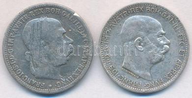 Ausztria 1893-1913. 1K Ag Ferenc József (2x) T:3,2 Austria 1893-1913. 1 Corona Ag Franz Joseph (2x) C:F,XF