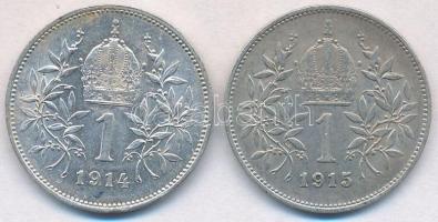Ausztria 1914-1915. 1K Ag "Ferenc József" (2x) T:2
Austria 1914-1915. 1 Corona Ag "F...