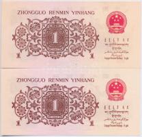 Kínai Népköztársaság 1962. 1J (2x) T:I- China / Peoples Republic 1962. 1 Jiao (2x) C:AU Krause 877