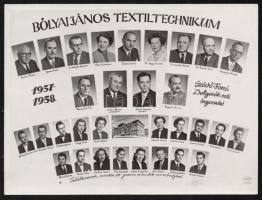 1957-1969 5 db tablókép a Bolyai János Textiltechnikumból, 18x24 és 23,5x30,5 cm közti méretben