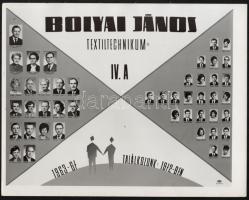 1957-1969 5 db tablókép a Bolyai János Textiltechnikumból, 18x24 és 23,5x30,5 cm közti méretben