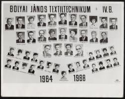 1957-1969 5 db tablókép a Bolyai János Textiltechnikumból, 18x24 és 23,5x30,5 cm közti méretben