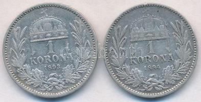 1893KB-1894KB 1K Ag "Ferenc József" (2x) T:2-
Adamo K5.1