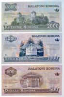 2012. 500K "Balatoni Korona" helyi pénz, "000000" sorszámmal, "MINTA" ...