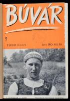 1939 Búvár folyóirat. V. fél évfolyam 7-12. szám. Egészvászon-kötésben, kopottas, foltos borítóval.