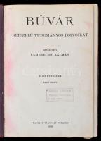 1935 Búvár folyóirat. I. fél évfolyam 1-6. szám. Egészvászon-kötésben, kopottas borítóval, a 30-31. oldalaknál a kötés sérült,