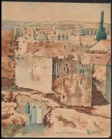 Olvashatatlan jelzéssel: Jerusalemi részlet, akvarell, papír, 26,5×21,5 cm