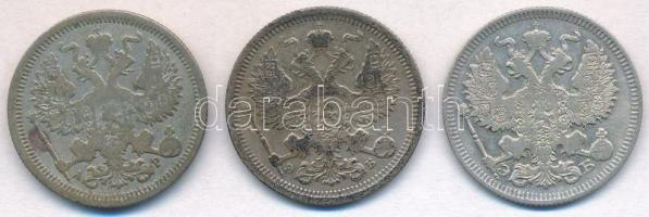 Orosz Birodalom 1905-1909. 20k Ag "II. Miklós" (3x) T:2-3 patina
Russian Empire 1905-1909...