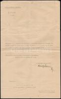 1936 M. kir. honvédelmi miniszter által kiadott nyugállományba helyezésről szóló okmány, pecséttel, aláírással