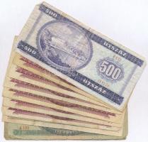 Vegyes 10db-os forint bankjegy tétel, közte 1990. 500Ft T:III,III-
