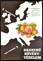 1970 Okszerű növényvédelem plakát, MÉM Tájékoztatási Főosztály, jelzett (Komjáti I.), 68x48 cm