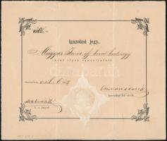 1867 Szabadka, igazolási jegy honvéd hadnagy részére
