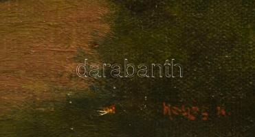 Hollós Holczer Károly (1873-?):  Magányos csónak. Olaj, vászon, festék lepattanással,  keretben, 23×...