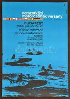 Bánó Endre (1921-1992): Budapest, Nemzetközi Motorcsónak Verseny plakát, hajtásnyommal, 67,5x47 cm