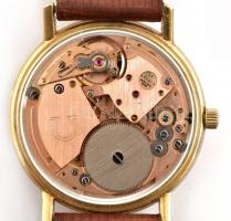 14 K arany Omega Geneve férfi mechanikus karóra, gyíkbőr szíjjal, jó, működő állapotban /14 C gold m...