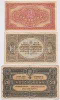 1913-1920. 6db-os vegyes magyar korona bankjegy tétel, közte 2db felülbélyegzett és 1db csehszlovák ...