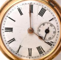 14 K arany zsebóra madarakat éps puttót ábrázoló zománc díszítéssel, hibátlan számlappal, dupla aran...