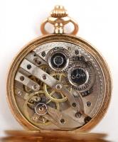 14 K arany zsebóra madarakat éps puttót ábrázoló zománc díszítéssel, hibátlan számlappal, dupla aran...