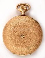 14 K arany zsebóra madarakat éps puttót ábrázoló zománc díszítéssel, hibátlan számlappal, dupla aran...