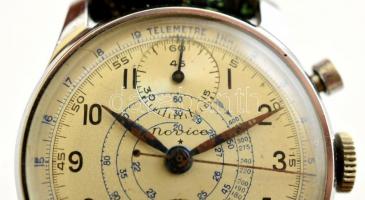 cca 1945 Novice Telemetre kronográf mechanikus karóra stopper funkcióval. Talán katonai modell. Elin...