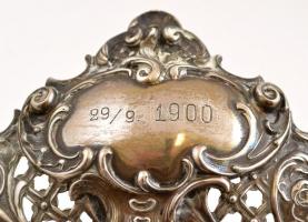 1900 ezüst (Ag.) neobarokk jardiniere, áttört szélekkel, poncolt, cizellált, öntött fülekkel, jelzet...