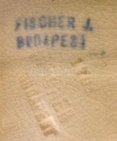 cca 1890 Fischer Ignácz Budapest talicska formájú virágtartó áttört széllel, kézzel festett, jelzett...