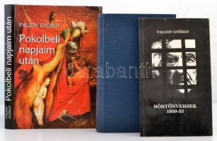 3 db Faludy-könyv: Börtönversek (1989); Faludy György összegyűjtött versei (1980); Pokolbeli napjaim után (2000). Példányonként változó, nagyrészt jó állapotban.