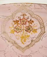 cca 1900 Wenzel Bachmann & Co alpakka aufsatz, jelzett, kézzel festett anyagában színezett üveg ...