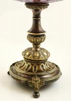 cca 1900 Wenzel Bachmann & Co alpakka aufsatz, jelzett, kézzel festett anyagában színezett üveg ...