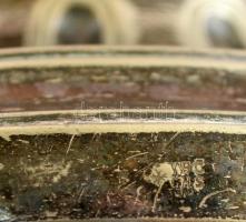 cca 1900 Wenzel Bachmann & Co alpakka aufsatz, jelzett, kézzel festett anyagában színezett üveg ...