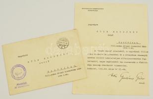 Gerlóczy Gábor (1894-1962) vezérőrnagy, a kormányzó szárnysegéde által írt és aláírt hivatalos levél