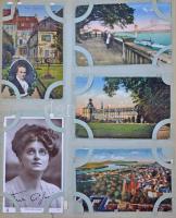 500 darabos képeslapgyűjtemény régi, 1904-ben megkezdett családi albumban angliai hagyatékból, benne...