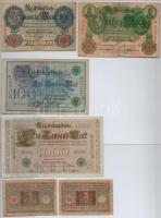 Német Birodalom / Weimar Köztársaság 1908-1920. 9db-os bankjegy tétel T:III,III- German Empire / Weimar Republic 1908-1920. 9pcs of banknotes C:VF,F