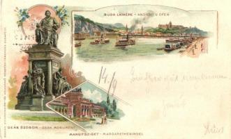 1898 Budapest, Deák szobor, Margitsziget, Magyar Automatagyár- és kölcsönző rt. litho, floral (fa)