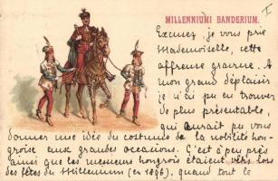 1899 Milleniumi Banderium / Hungarian cavalrymen uniform, litho