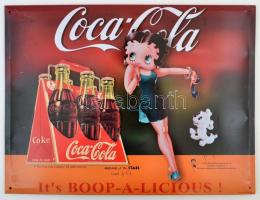 Modern Coca-cola fém reklám tábla, kis karcolásokkal, 30×40 cm