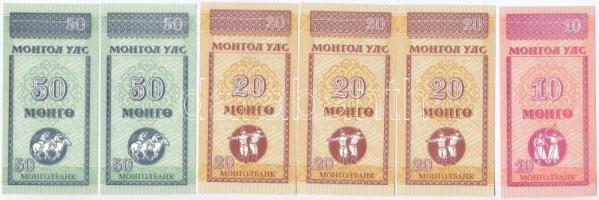 Mongólia 1993. 10m + 20m (3x) + 50m (2x) + 1T + 2008. 1T + 5T T:I,I-
Mongolia 1993. 10 Mongo + 20 M...