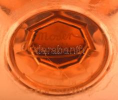 Moser díszváza, formába öntött, csiszolt, jelzett, hibátlan, m: 15 cm