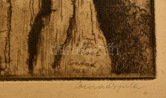 Conrad Gyula (1877-1959): Tivoli. Rézkarc, papír, jelzett, keretben, 30×24 cm