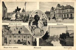 Kolozsvár, Cluj - 2 db régi városképes lap, Vasútállomás, Horthy / 2 pre-1945 town-view postcards, railway station