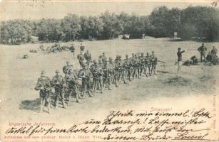 1898 Ungarische Infanterie, Schiessen! / Hungarian military infantry, shooting training (kis szakadás / small tear)