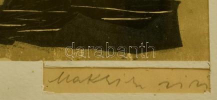 Makrisz Zizi (1924- ): Csoportban, litográfia, papír, jelzett, paszpartuban, üvegezet fa keretben, 1...