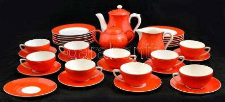 Zsolnay retro teás készlet süteményes tányérokkal (12db), néhányon lepattanással