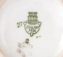 Zsolnay retro teás készlet süteményes tányérokkal (12db), néhányon lepattanással
