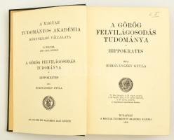 Hornyánszky Gyula: A görög felvilágosodás tudománya. Hippokrates. Bp., 1910, MTA. Egészvászon soroza...