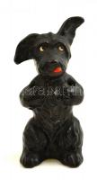 Jelzett ( K.T) kutya figura, festett kerámia, hibátlan, m:13 cm