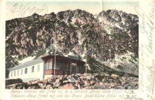 Tátra, Sziléziai ház a Ferenc József csúccsal. Cattarino kiadása / rest house with mountain peak (fa)